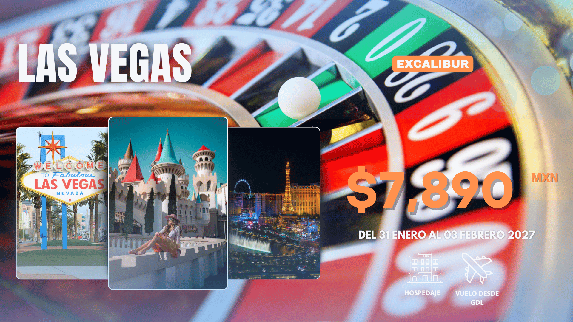 Promoción: Las Vegas al Hotel Excalibur desde $7,890 MXN