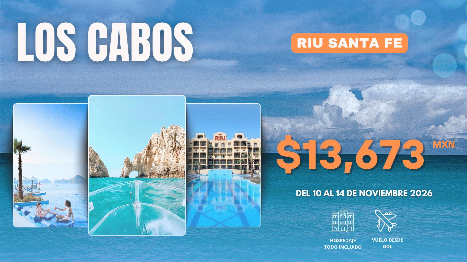 Promoción: Los Cabos Todo Incluido en RIU Santa Fe desde $13,673 MXN